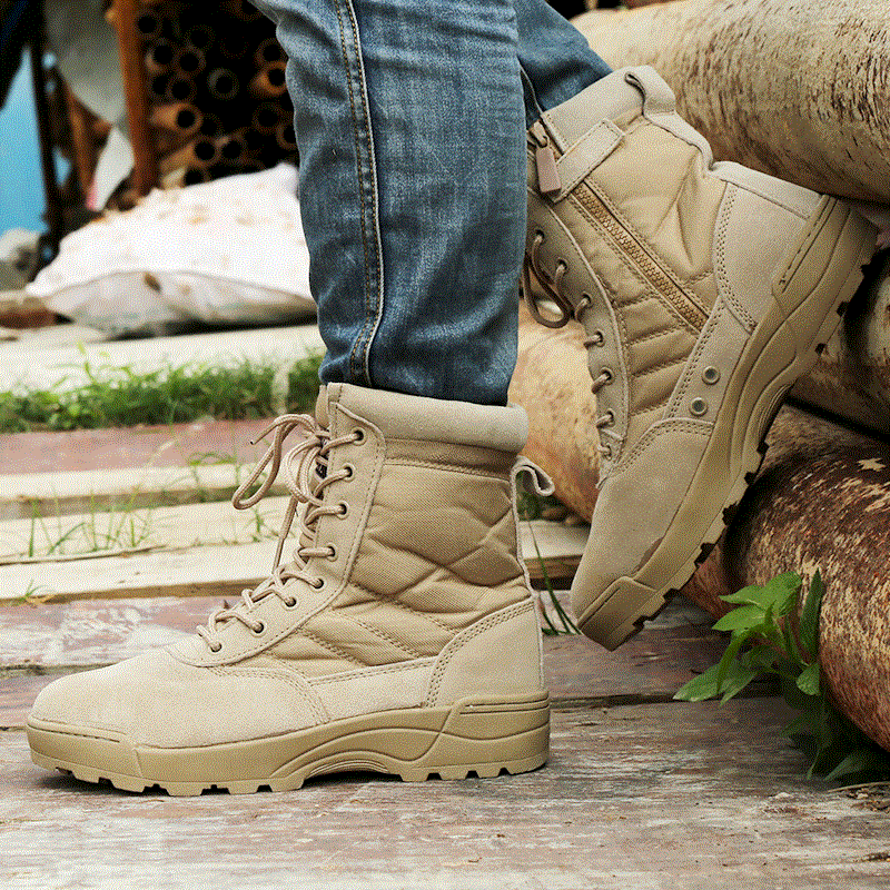 Bottes militaires pour homme en cuir de vache fendu - dérapage Ref 1401514
