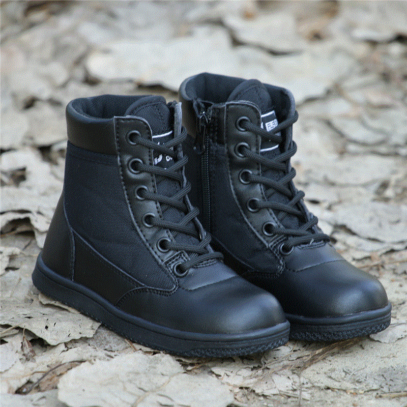 Bottes militaires pour enfant en cuir de vache fendu - porter Ref 1401732