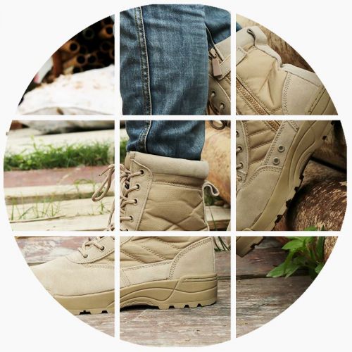 Bottes militaires pour homme en cuir de vache fendu - dérapage Ref 1401762