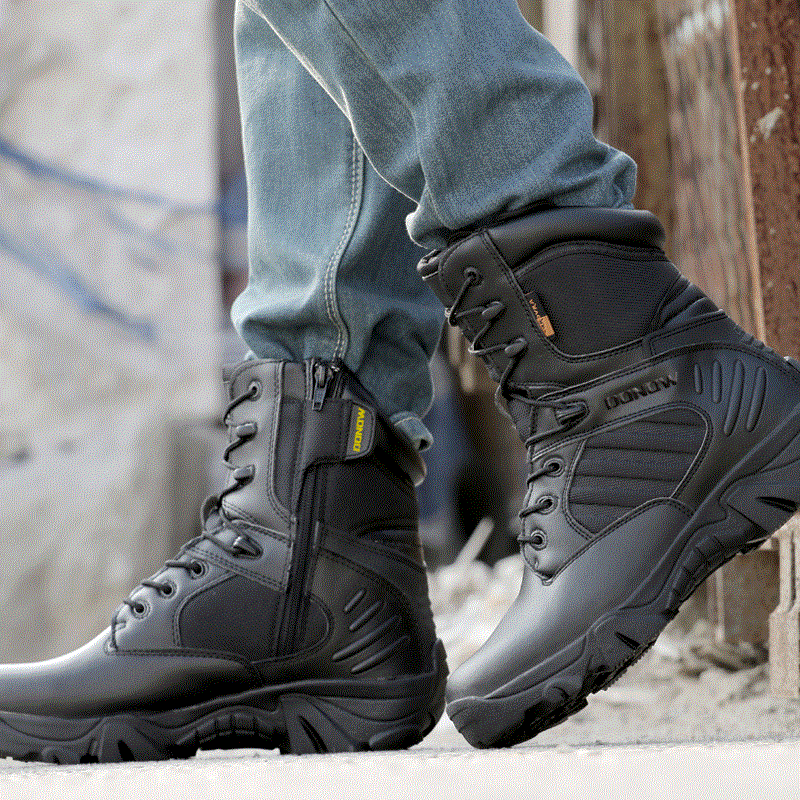 Bottes militaires pour homme en cuir de vache fendu - porter Ref 1401856