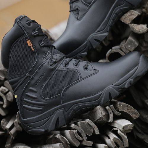 Bottes militaires pour homme en cuir de vache fendu - dérapage Ref 1401867