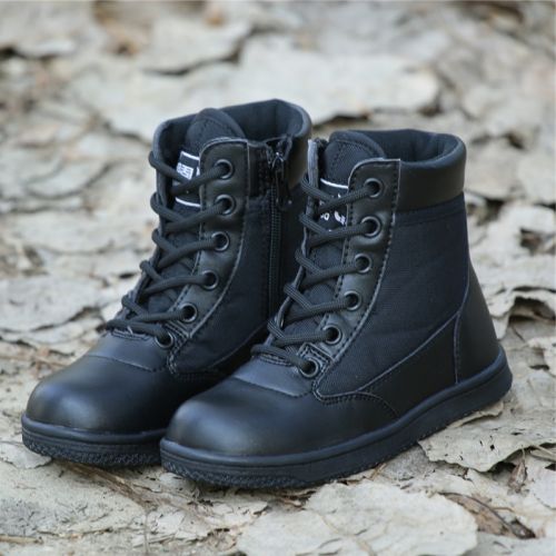 Bottes militaires pour enfant en cuir de vache fendu - porter Ref 1401904