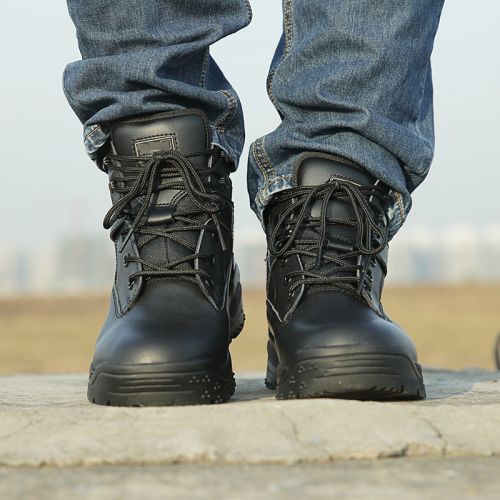 Bottes militaires en cuir de vache fendu - porter Ref 1402094