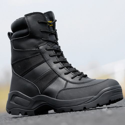 Bottes militaires en cuir de vache fendu - Ref 1402427