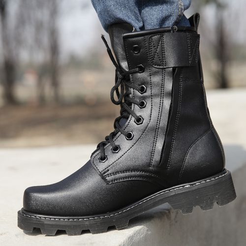 Bottes militaires en cuir de vache fendu - dérapage Ref 1402529