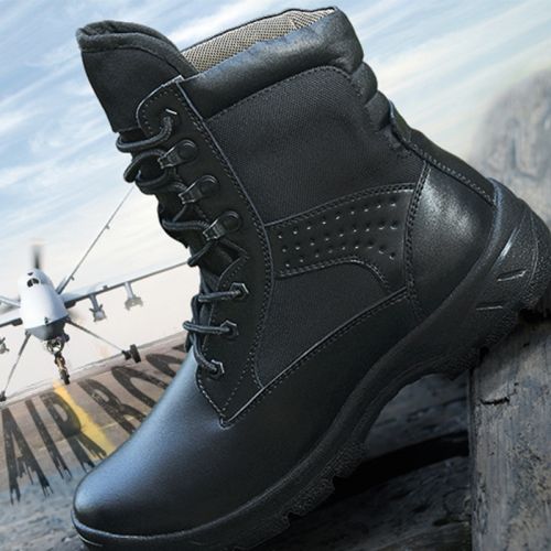 Bottes militaires en cuir de vache fendu - Ref 1402572