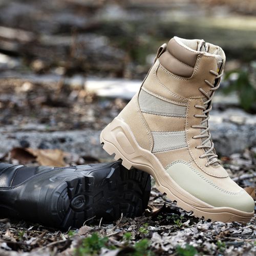 Bottes militaires en cuir de vache fendu - Ref 1402573