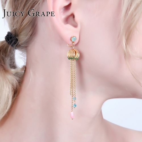 Boucles d'oreilles pendantes Femme JUICY GRAPE en Alliage argent plaque or - Ref 3097848
