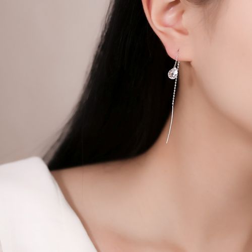 Boucles d'oreilles pendantes Femme MESSIAH Argentée - Ref 3097903