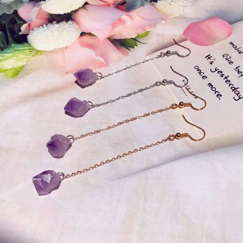 Boucles d'oreilles pendantes Femme en Cristal naturel pierre semi-precieuse - Ref 3098149
