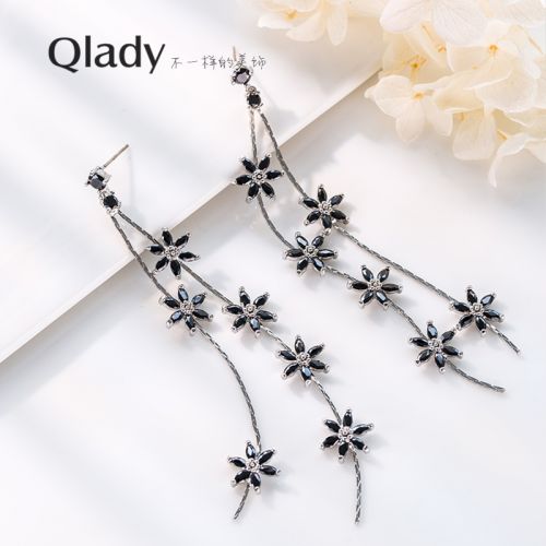 Boucles d'oreilles pendantes Femme QLADY en Alliage argent plaque or - Ref 3098253