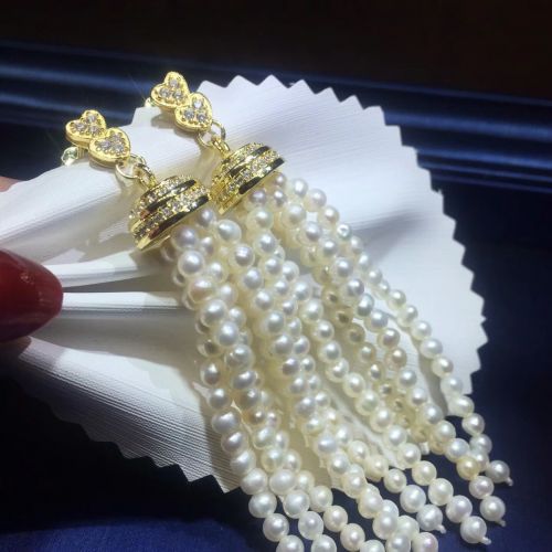 Boucles d'oreilles pendantes en Nacre - Ref 3098356