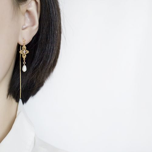 Boucles d'oreilles pendantes en Matiere mixte - Ref 3098392