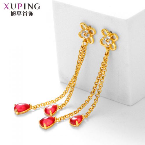 Boucles d'oreilles pendantes Femme en Alliage argent plaque or - Ref 3098502