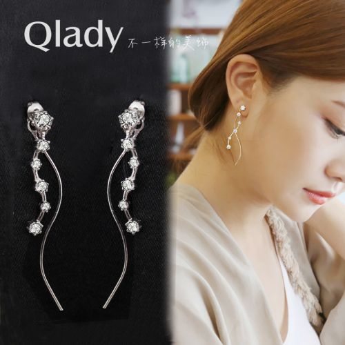 Boucles d'oreilles pendantes Femme QLADY Argentée - Ref 3098563