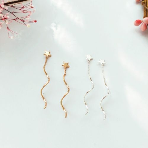 Boucles d'oreilles pendantes Femme en Alliage argent plaque or - Ref 3098595
