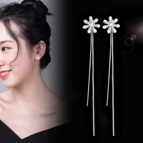 Boucles d'oreilles pendantes Femme KAREN TIYA en Alliage argent plaque or - Ref 3098605