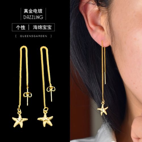 Boucles d'oreilles pendantes Femme en Alliage argent plaque or - Ref 3098645