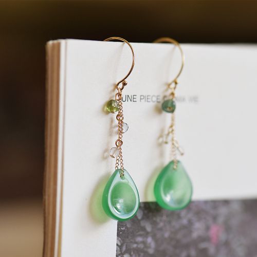Boucles d'oreilles pendantes MIGA en Cristal naturel pierre semi-precieuse - Ref 3098657