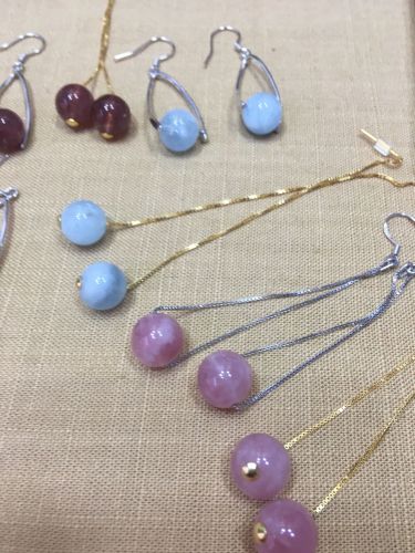 Boucles d'oreilles pendantes en Cristal naturel pierre semi-precieuse - Ref 3098689