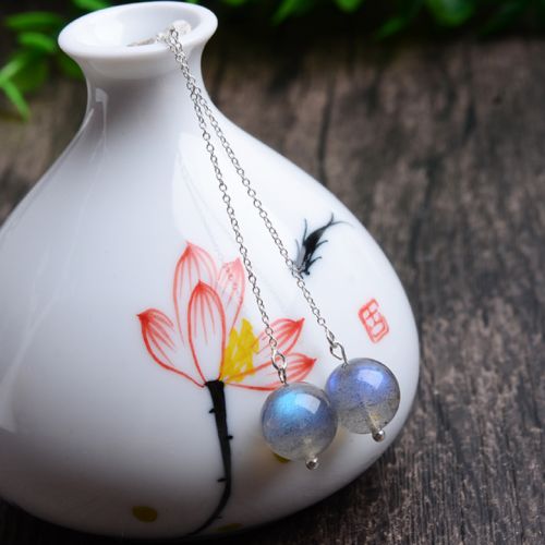 Boucles d'oreilles pendantes Femme en Cristal naturel pierre semi-precieuse - Ref 3098867