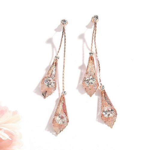 Boucles d'oreilles pendantes en Alliage argent plaque or - Ref 3099068