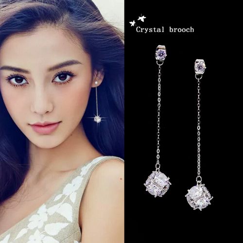 Boucles d'oreilles pendantes Femme en Zircone synthetique strass - Ref 3099141