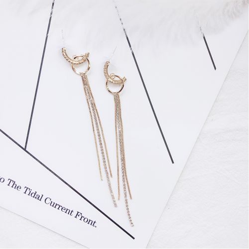 Boucles d'oreilles pendantes Femme en Alliage argent plaque or - Ref 3099196