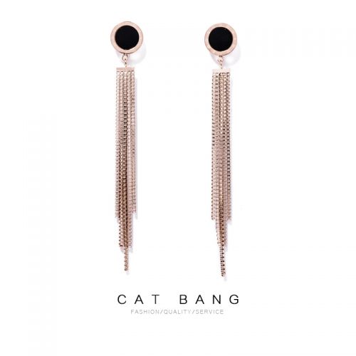 Boucles d'oreilles pendantes Femme BANG TAT DU CHAT en Acier au titane - Ref 3099201