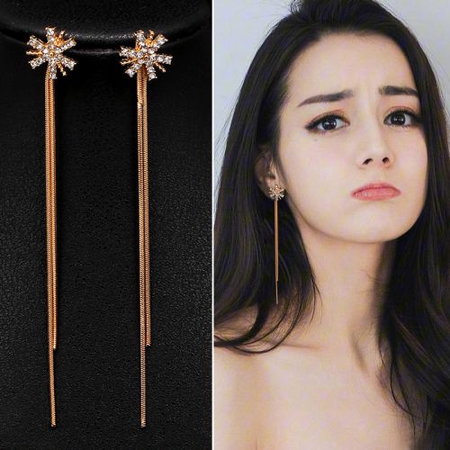 Boucles d'oreilles pendantes Femme HAN WEI en Alliage argent plaque or - Ref 3099228