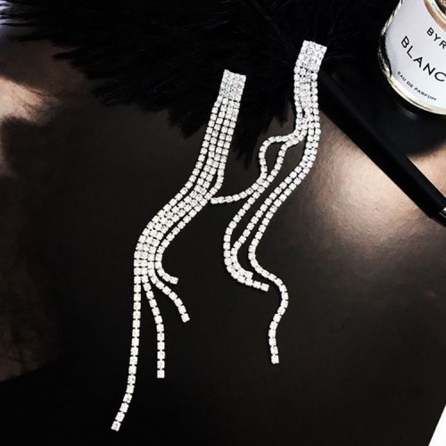 Boucles d'oreilles pendantes en Zircone synthetique strass - Ref 3099322