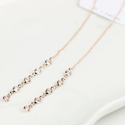 Boucles d'oreilles pendantes Femme en Zircone synthetique strass - Ref 3099439