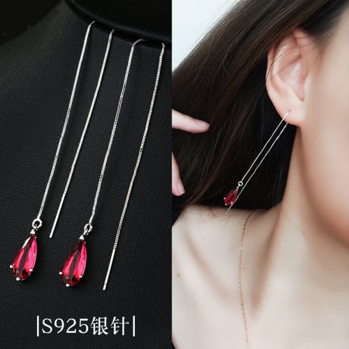 Boucles d'oreilles pendantes Femme en Zircone synthetique strass - Ref 3099622