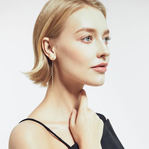 Boucles d'oreilles pendantes Femme CAMPC en Alliage argent plaque or - Ref 3099685