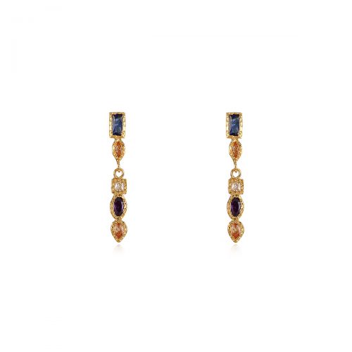 Boucles d'oreilles pendantes Femme en Alliage argent plaque or - Ref 3099861