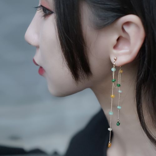Boucles d'oreilles pendantes Femme Bijoux CHUAN en Cristal naturel pierre semi-precieuse - Ref 3099923