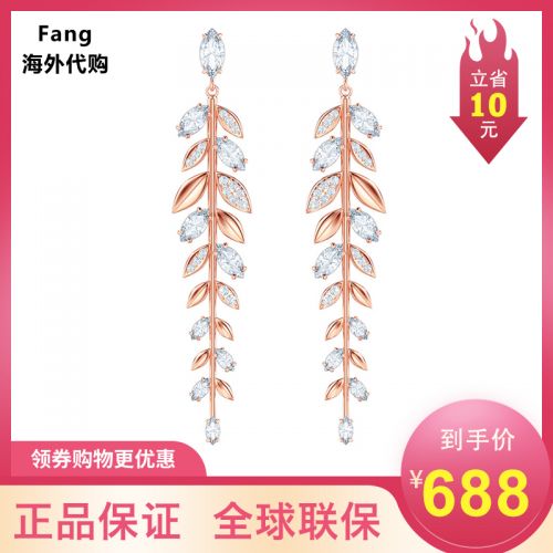 Boucles d'oreilles pendantes Femme Swarovski en Alliage argent plaque or - Ref 3099939