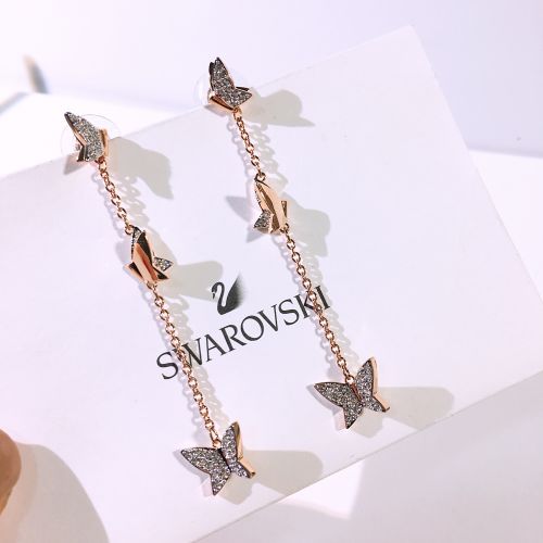 Boucles d'oreilles pendantes Swarovski en Alliage argent plaque or - Ref 3099949