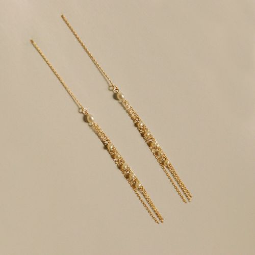 Boucles d'oreilles pendantes Femme en Alliage argent plaque or - Ref 3100021