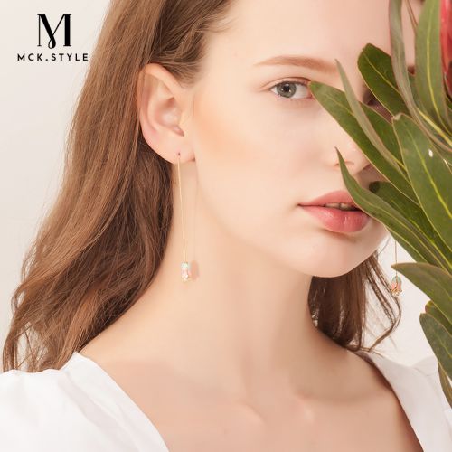 Boucles d'oreilles pendantes Femme en Alliage argent plaque or - Ref 3100026