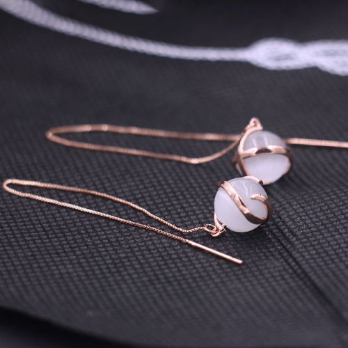 Boucles d'oreilles pendantes Femme en Alliage argent plaque or - Ref 3100070