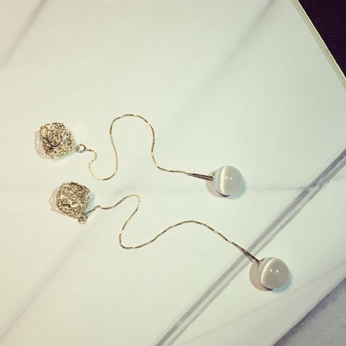 Boucles d'oreilles pendantes Femme en Alliage argent plaque or - Ref 3100168