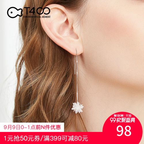 Boucles d'oreilles pendantes Femme T400 Argentée - Ref 3100202