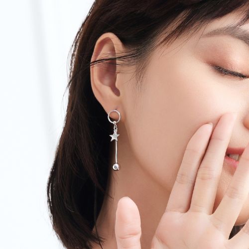 Boucles d'oreilles pendantes Femme FROMLOVER Argentée - Ref 3100338