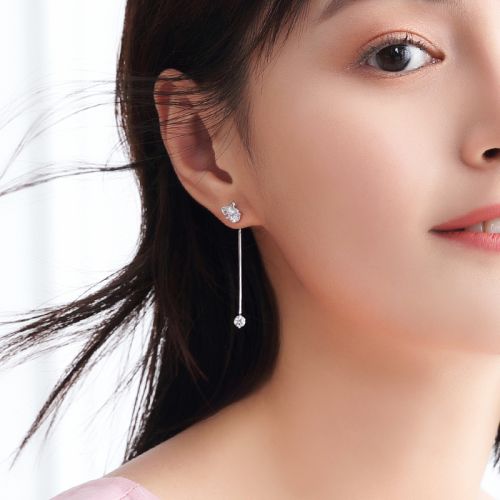 Boucles d'oreilles pendantes Femme FROMLOVER Argentée - Ref 3100350