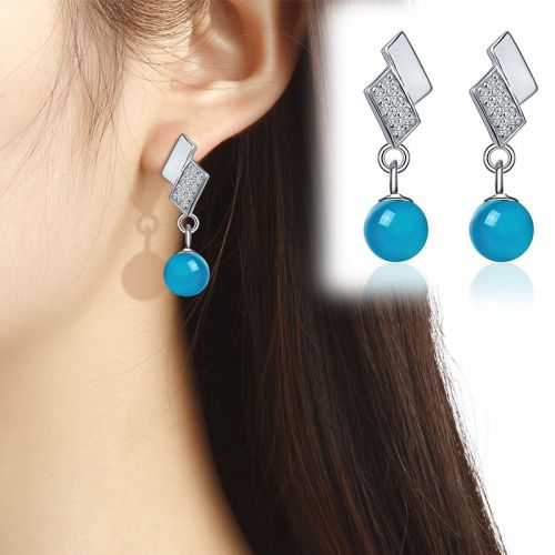 Boucles d'oreilles pendantes Femme en Cristal naturel pierre semi-precieuse - Ref 3100398