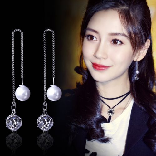 Boucles d'oreilles pendantes Femme en Zircone synthetique strass - Ref 3100444
