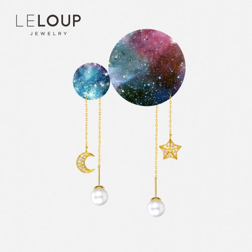 Boucles d'oreilles pendantes LOUP en Alliage argent plaque or - Ref 3100470