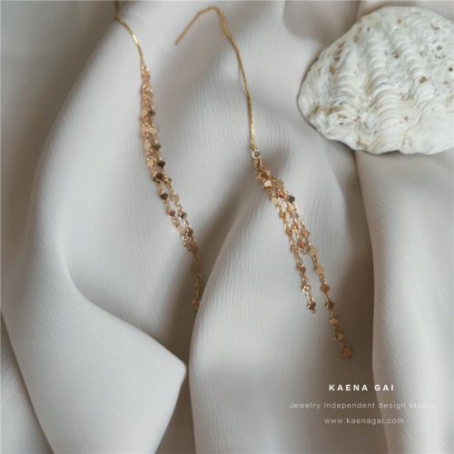 Boucles d'oreilles pendantes en Alliage argent plaque or - Ref 3100478