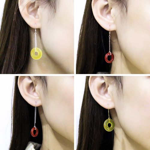 Boucles d'oreilles pendantes Femme JINXUAN DE LUXE Argentée - Ref 3100494